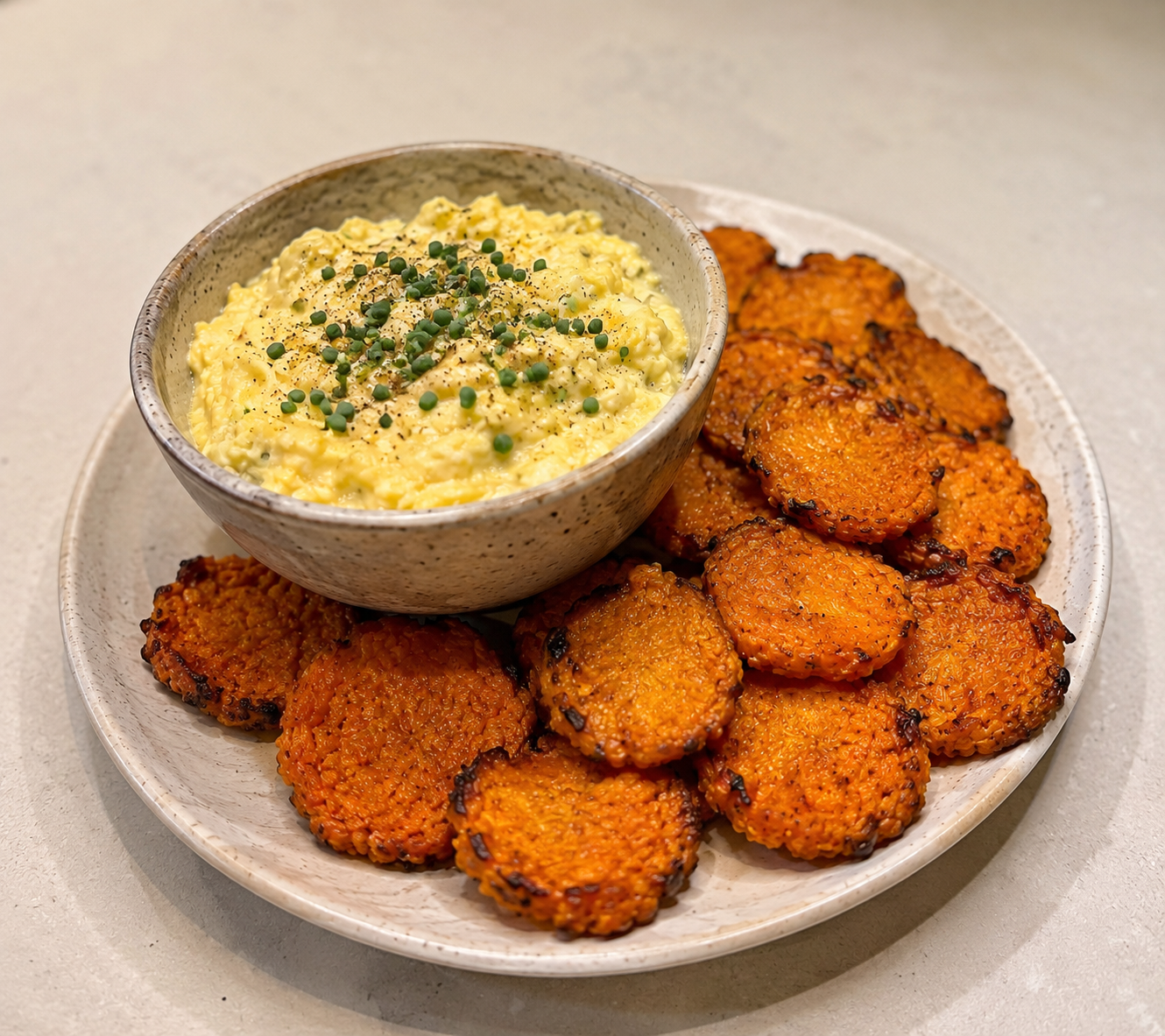 Zanahorias chips con dip
